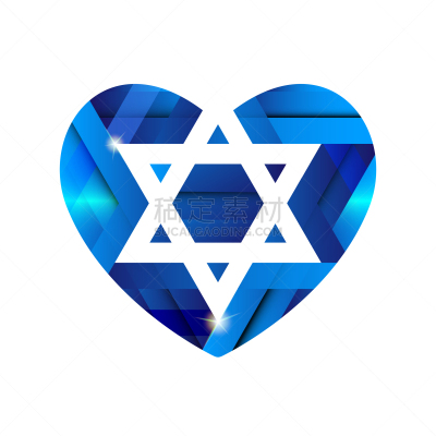 灵性,大卫王之星,动物心脏,图标,传统节日,Israelite,光明节,爱,剪影