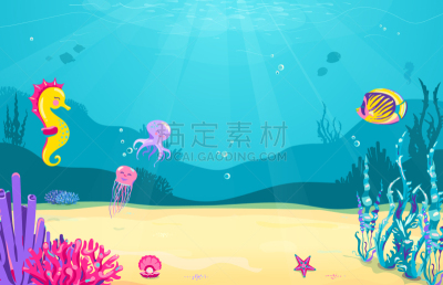 水下,背景,鱼类,沙子,卡通,可爱的,深的,自然,图像,海洋
