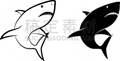 鲨鱼,分离着色,轮廓,图像,蓝鲨,灰角鲨,海洋,大白鲨,大西洋,品牌名称