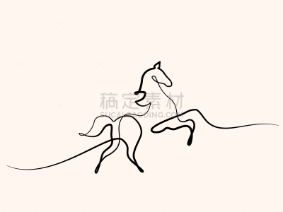 品牌名称,线条画,马,连续性,数字1,传单,直的,简单,模板