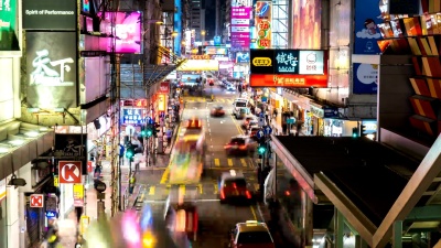  延时-旺角繁忙的香港街道