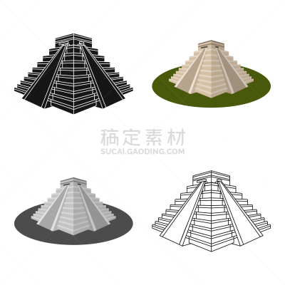 分离着色,契晨-伊特萨,图标,高雅,漫画,考古学,古老的,设计