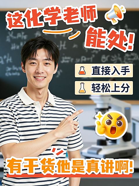 教育培训K12教育化学学习指南人像小红书封面