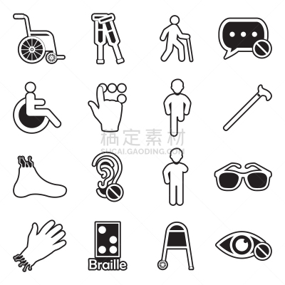 线条,肢体缺损,矢量,绘画插图,计算机图标,一个物体,技术,人的眼睛,能力缺陷者