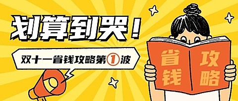 双十一省钱攻略促销宣传公众号首图封面