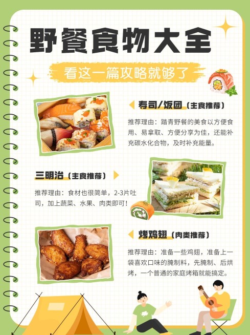 春系列餐饮美食野餐食谱小红书配图预览效果