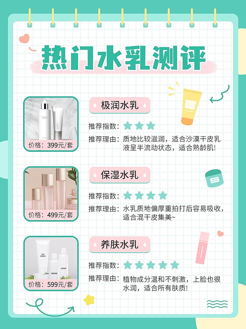 美容美妆护肤水乳产品测评小红书配图