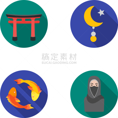 女人,鲤鱼,锦鲤,鸟居,星月,分离着色,收集