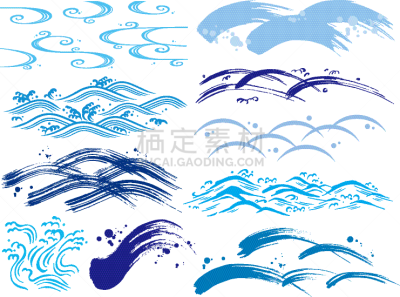 波形,华丽的,水彩画颜料,渔业,波浪,夏天,粗糙的,绘画插图,日本,波纹
