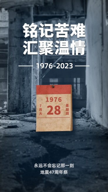 地震防震周年祭悼念缅怀实景手机海报预览效果
