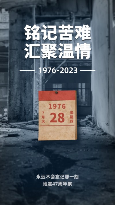 地震防震周年祭悼念缅怀实景手机海报