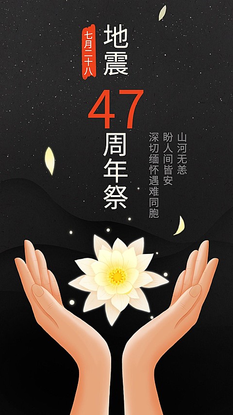 大地震周年纪念缅怀手机海报