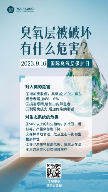 国际臭氧层保护日绿色环境环保海报预览效果