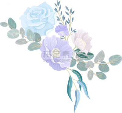 tender floral composition with blue flowers and