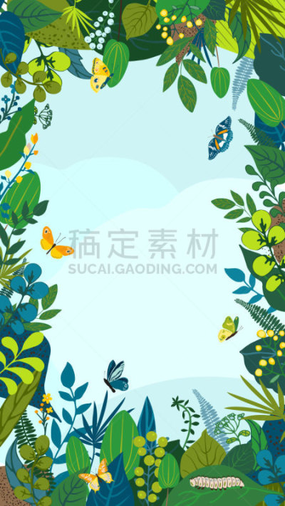 请柬,贺卡,边框,毛虫,婚礼,春天,夏天,绘画插图,叶子,矢量