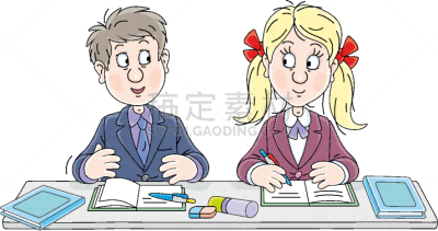 教室,女生,男生,小学,练习本,培训课,儿童,剪贴画,绘画插图,卡通
