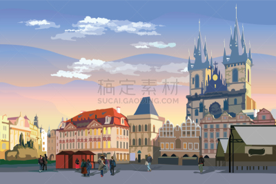 布拉格,色彩鲜艳,国际著名景点,广场,著名景点,背景,户外