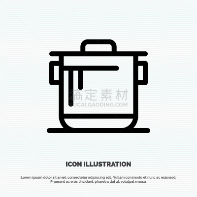 炊具,厨房,线图标,稻,可爱的,热,食品,烹调用具,电饭锅,烹调