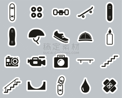 极限运动,标签,滑板运动,设备用品,计算机图标,黑白图片,巨大的,运动,背景分离,卡车