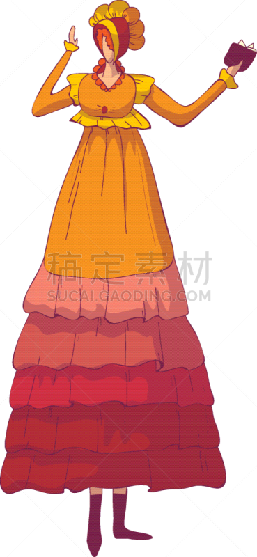 女人,古典式,红色,连衣裙,橙色,平衡折角灯,可爱的,乐队,浪漫,枝繁叶茂