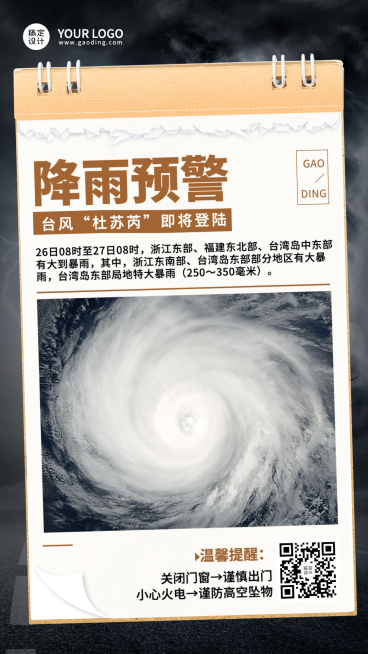 台风最新消息预警通知手机海报预览效果