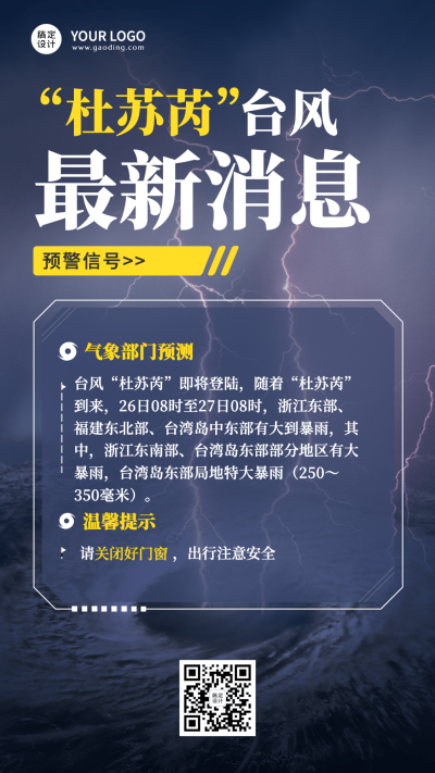 台风最新消息预警通知手机海报