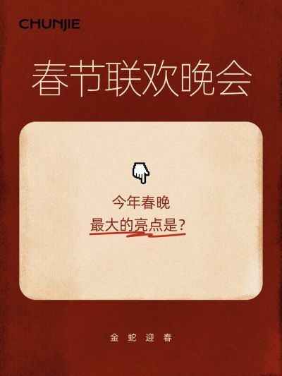 春节春晚话题讨论爆款吸睛大字小红书封面