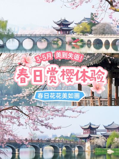 春季春日赏花旅游攻略拼图宫格花字小红书封面aigc
