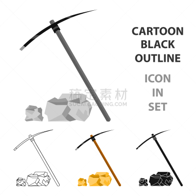 烧毁的,鹤嘴斧,西,图标,漫画,分离着色,考古学,斧,图像,击打