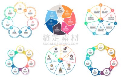 商务,台阶,数字7,图表,圆形,轮廓,选择,进展,设计