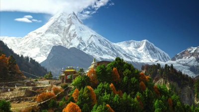 喜马拉雅山景观。延时摄影。