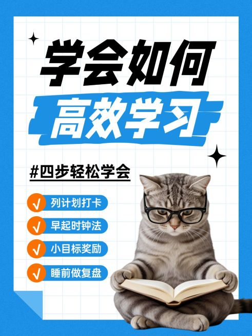 高效学习指南分享大字小红书封面预览效果