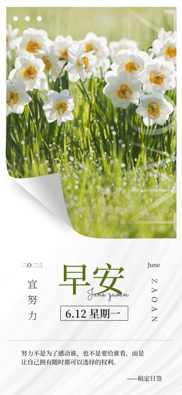 实景风企业早安日签全屏竖版海报预览效果