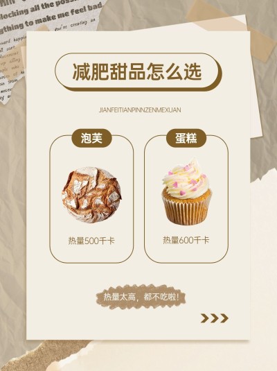 餐饮美食甜品热量测评小红书配图套装