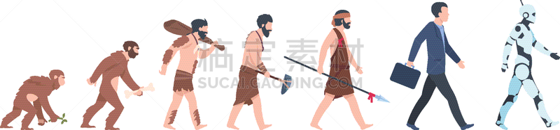 猴子,电子人,男商人,生物学,商务,计算机,人属,灵长目,猿,进化