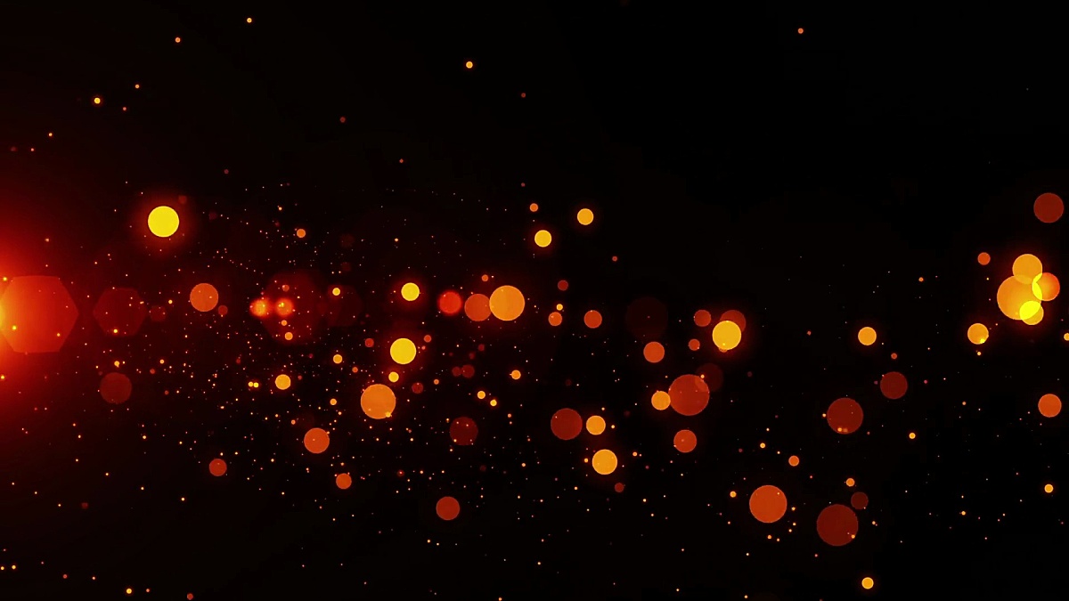  抽象深色橙色Bokeh动画背景无缝循环。