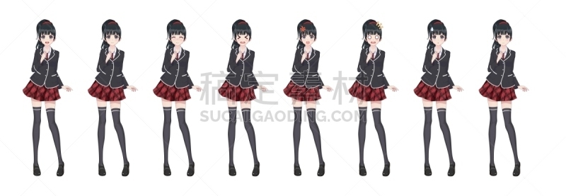 彩色运动茄克,女孩,日本漫画风格,学生,红裙,休闲游戏,仅日本人,背景分离,儿童,日本人