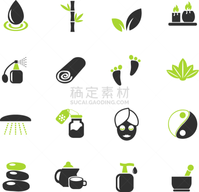 图标集,美,脚印,阴阳符,女人,毛巾,芳香疗法,须后水,头发