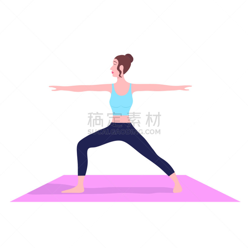 瑜伽,平坦的,矢量,绘画插图,白色背景,动画片,女性,捆,锻炼,出示