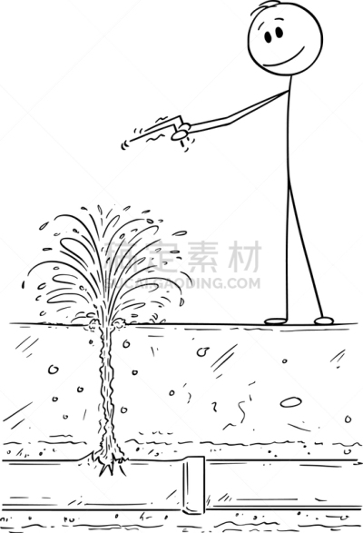 预言家,水,卡通,秘密,棍,春天,想法,喷泉,搜寻,绘制