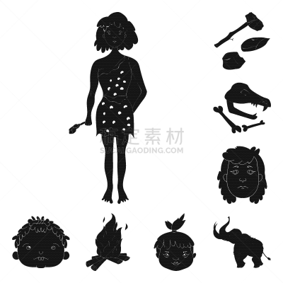 黑色,计算机图标,石器时代,新生活,分离着色,时间,人,柴火,布置,收集