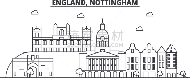 英格兰,建筑,城市天际线,诺丁汉,分界线,欧洲,诺丁罕郡,房屋,城镇,图像