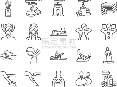 spa line icon set