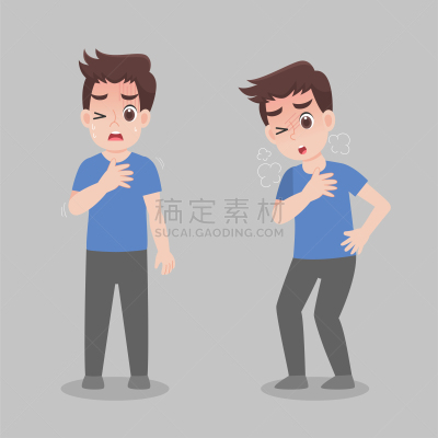 男人,动画片,风险,风,泰国,空气污染,绘画插图,问题,气促,痛苦