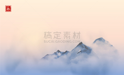 雾,山,逃避现实,黎明,拥挤的,在上面,传统,简单,复古,绘制