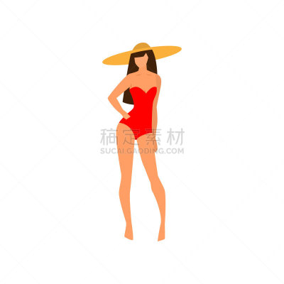 红色,阔边遮阳帽,女人,多色的,摩尔多瓦共和国,泳装,鞋子,复古风格,现代,夏天
