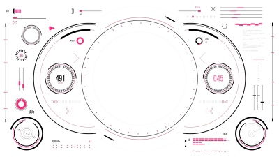 带有HUD和信息图表元素的未来用户界面。