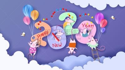 2020,老鼠,贺卡,新年前夕,新年,可爱的,事件,设计,问候