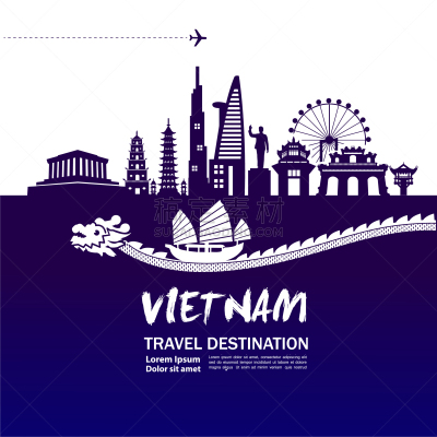 越南,旅游目的地,旅途,概念,图像,现代,飞机,矢量,度假,设计