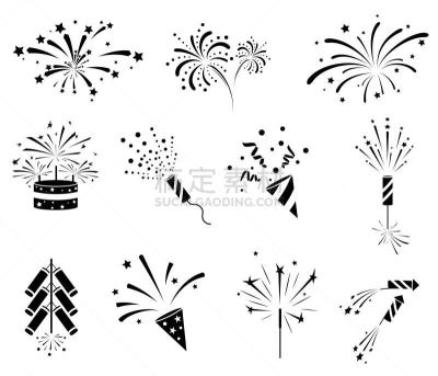 星形,图标集,焰火,爆竹,周年纪念,事件,贺卡,背景分离,传统节日,装饰物